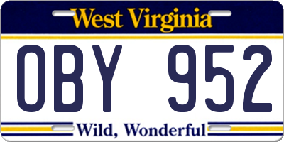 WV license plate OBY952