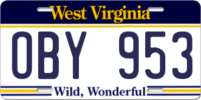WV license plate OBY953