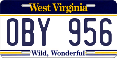 WV license plate OBY956