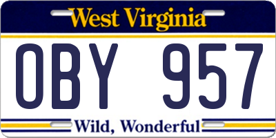 WV license plate OBY957