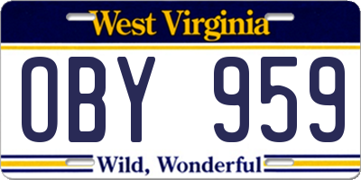 WV license plate OBY959