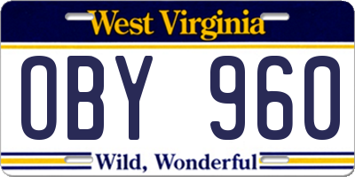 WV license plate OBY960