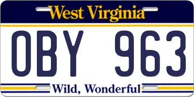 WV license plate OBY963