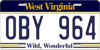WV license plate OBY964