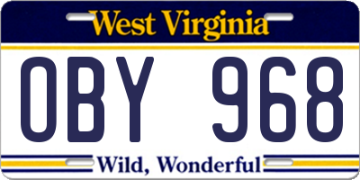 WV license plate OBY968