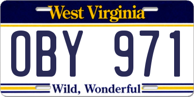 WV license plate OBY971