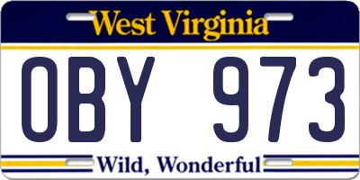 WV license plate OBY973