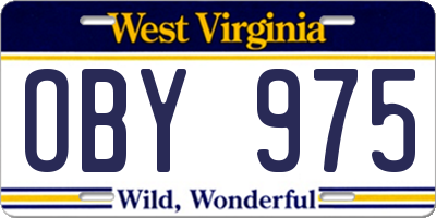 WV license plate OBY975