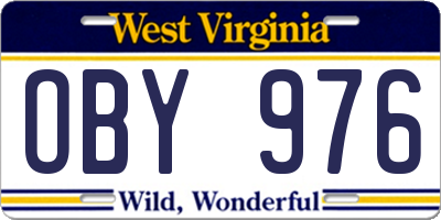 WV license plate OBY976
