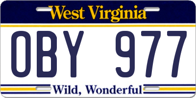 WV license plate OBY977