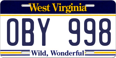 WV license plate OBY998