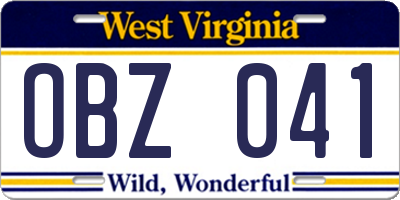 WV license plate OBZ041