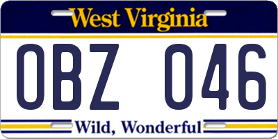 WV license plate OBZ046