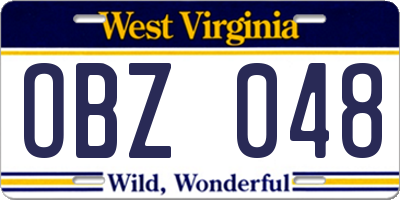 WV license plate OBZ048