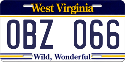 WV license plate OBZ066