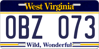 WV license plate OBZ073