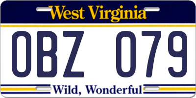 WV license plate OBZ079