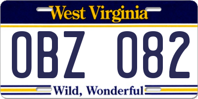 WV license plate OBZ082