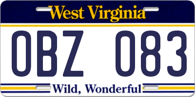 WV license plate OBZ083