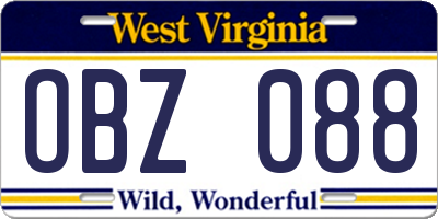 WV license plate OBZ088