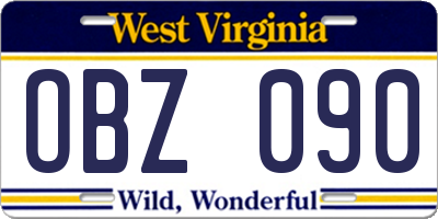 WV license plate OBZ090