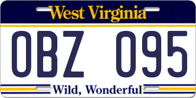WV license plate OBZ095