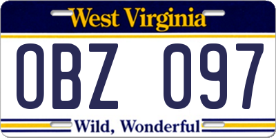 WV license plate OBZ097