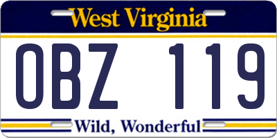 WV license plate OBZ119