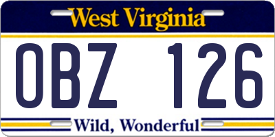 WV license plate OBZ126