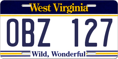 WV license plate OBZ127