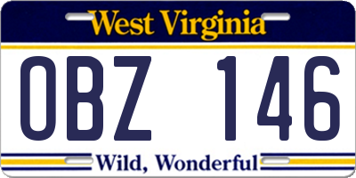 WV license plate OBZ146