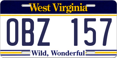 WV license plate OBZ157