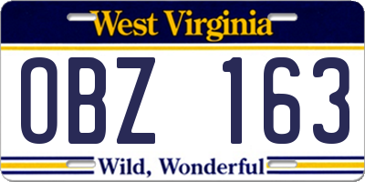 WV license plate OBZ163