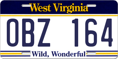 WV license plate OBZ164