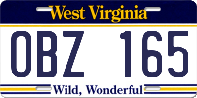 WV license plate OBZ165
