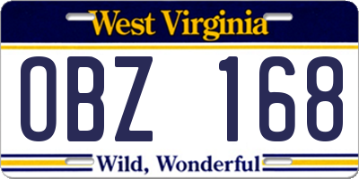 WV license plate OBZ168