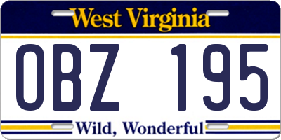 WV license plate OBZ195