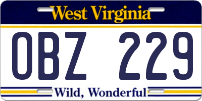 WV license plate OBZ229