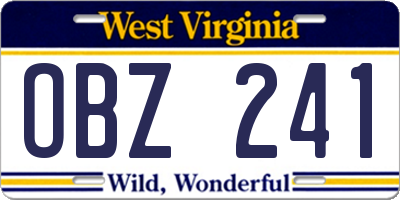 WV license plate OBZ241