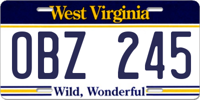 WV license plate OBZ245