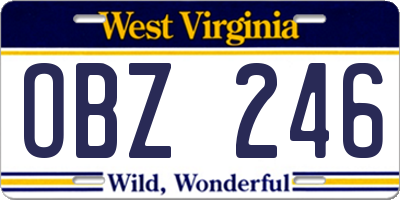 WV license plate OBZ246