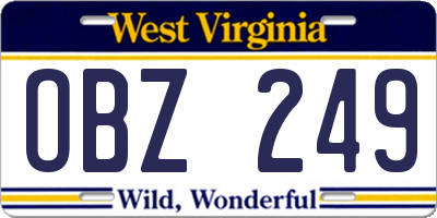 WV license plate OBZ249