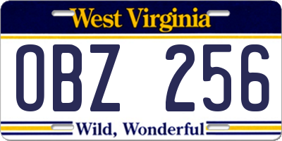 WV license plate OBZ256
