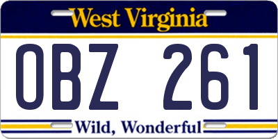 WV license plate OBZ261