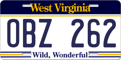 WV license plate OBZ262