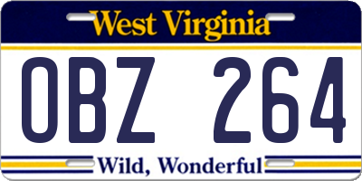WV license plate OBZ264