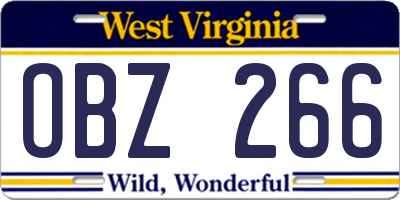 WV license plate OBZ266