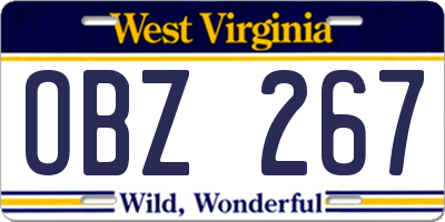 WV license plate OBZ267