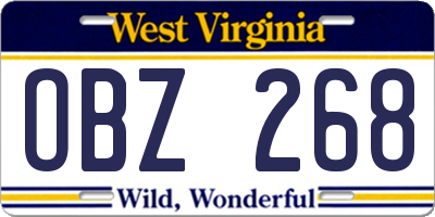 WV license plate OBZ268