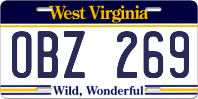 WV license plate OBZ269